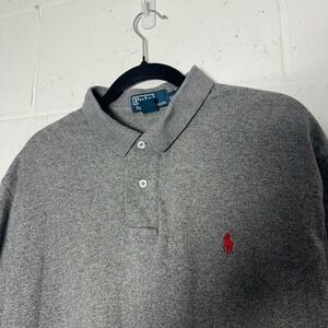 Polo Ralph Lauren Mens XL Heather Gray Short Sleeve Polo Shirt Red Pony Logo